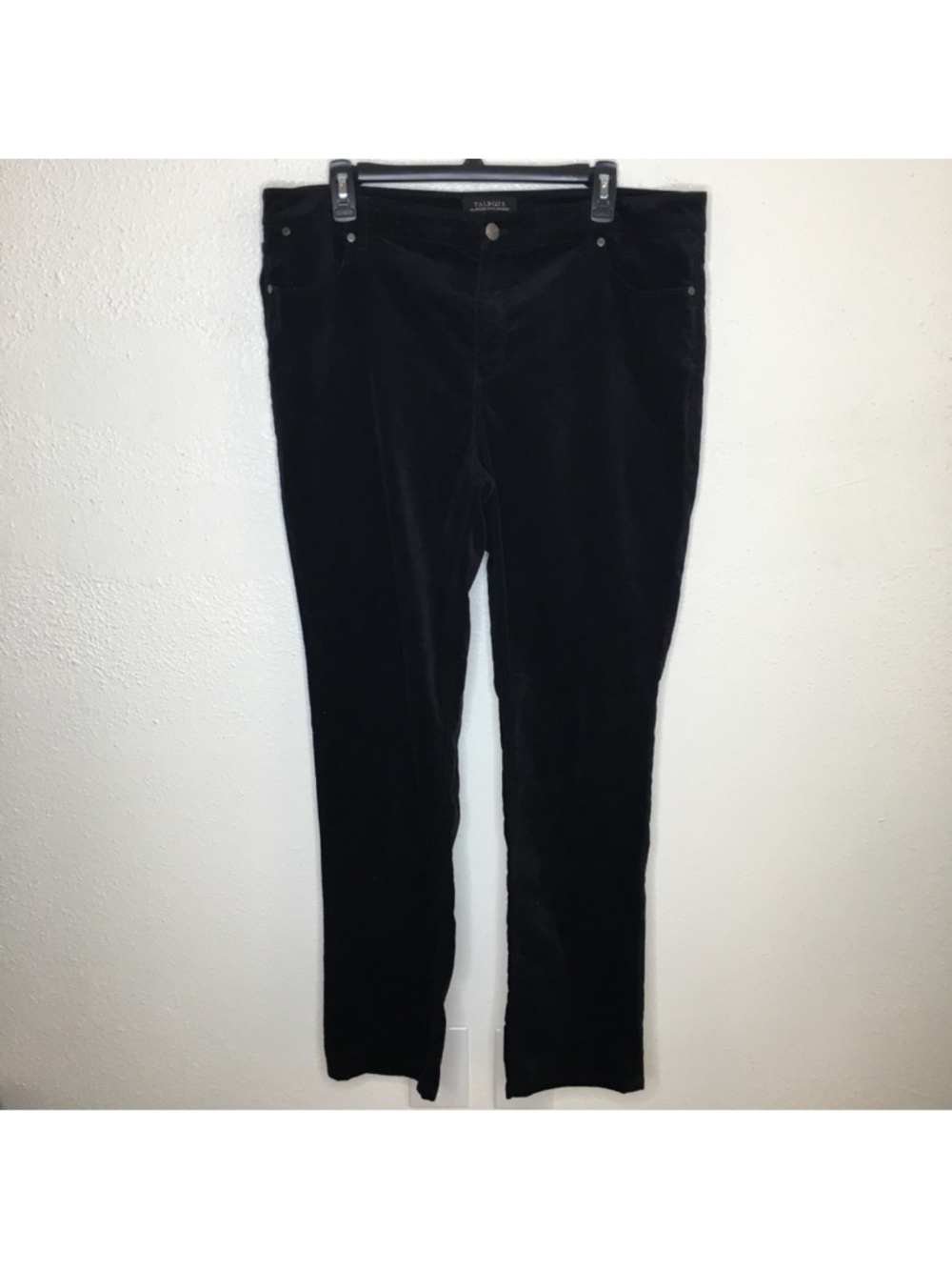 Talbots Flawless Five Pocket Straight Velvet Black Pants 16